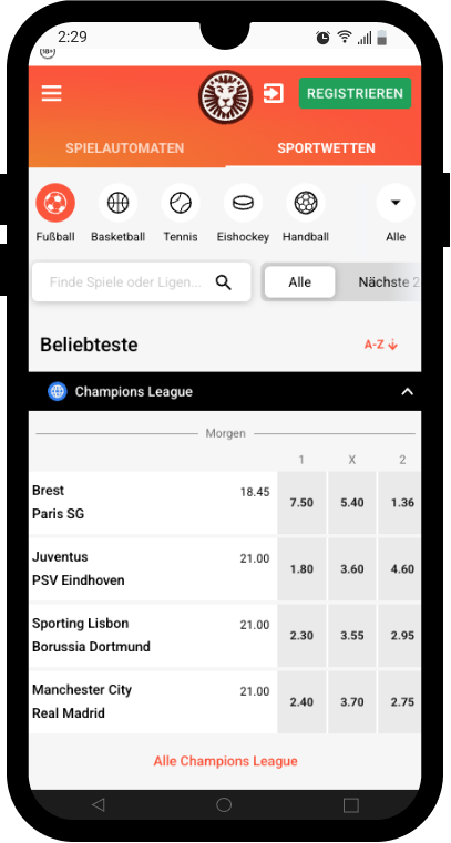 mobile Webseite von LeoVegas