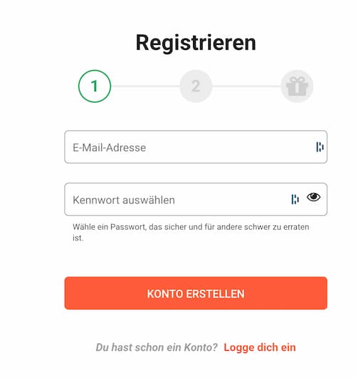 Registrierung bei Leo Vegas