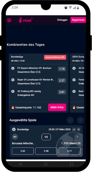 Wettübersicht bei Vbet